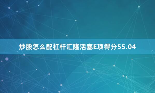 炒股怎么配杠杆汇隆活塞E项得分55.04